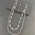 Skull Round Bead Biker Pants Chain — Stainless Steel
