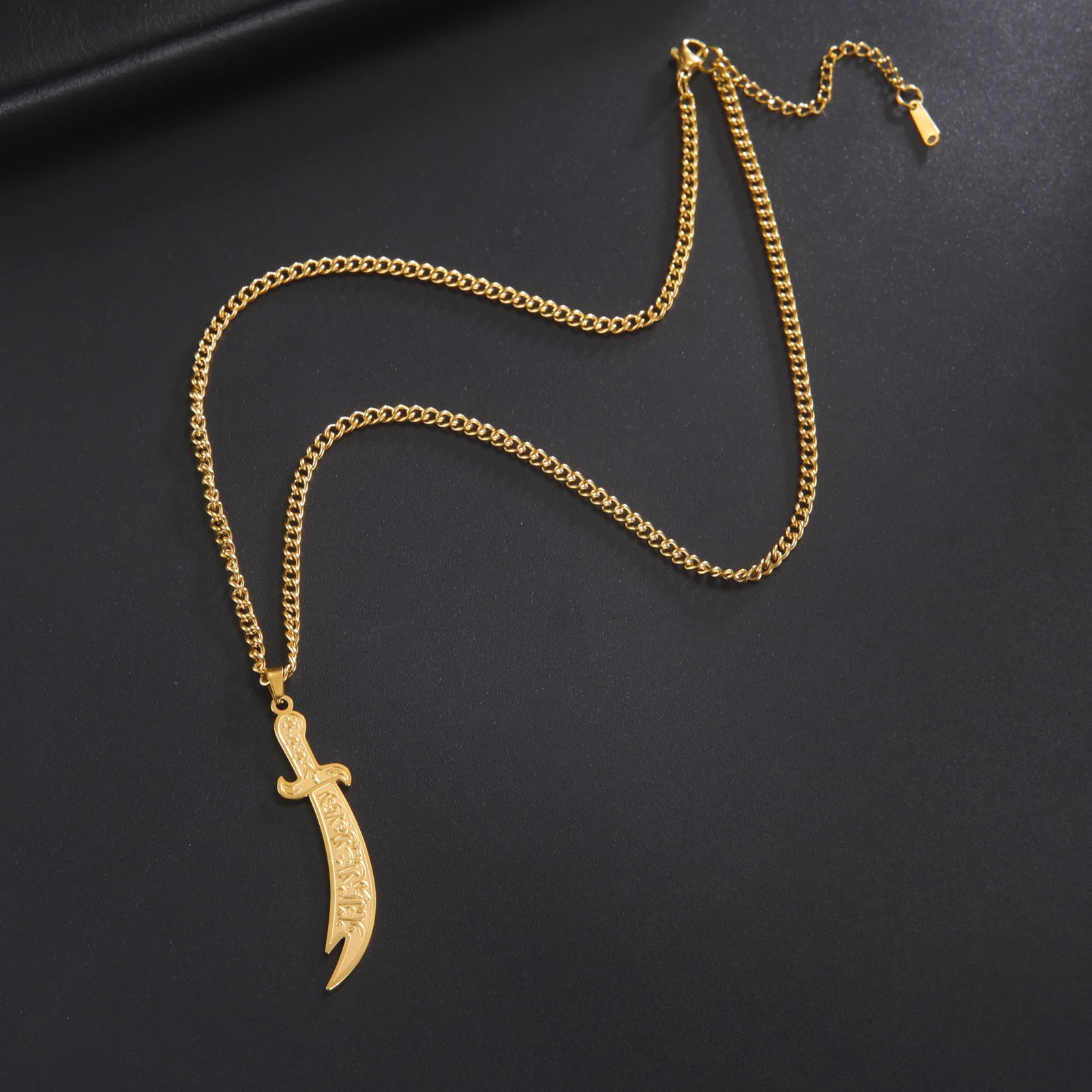Stainless Steel Sword Necklace for Men Women Islamic Arabic Zulfiqar Sword Pendant Necklaces Muslim Jewelry Talisman