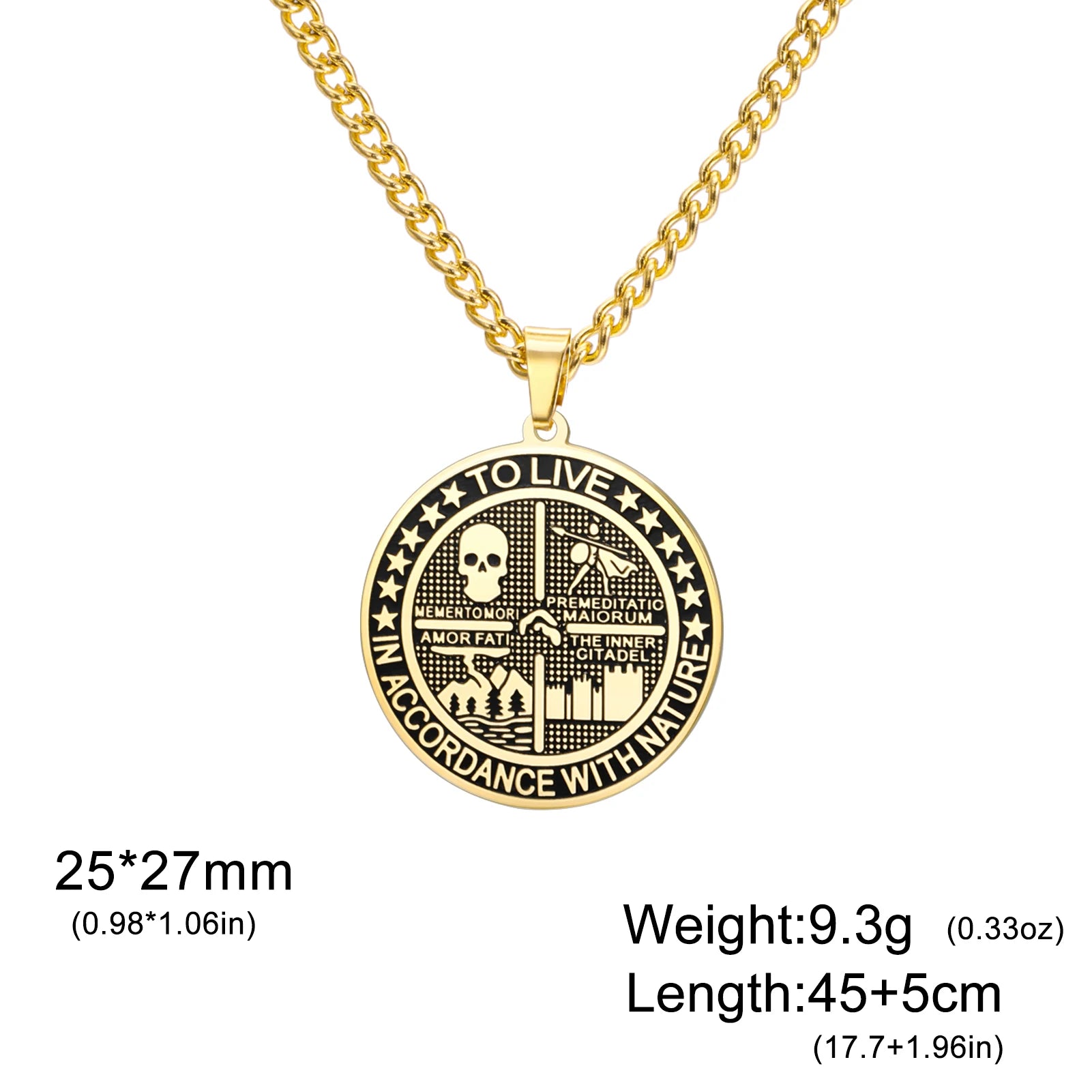 Memento Mori Stoic Medallion Pendant Necklace
