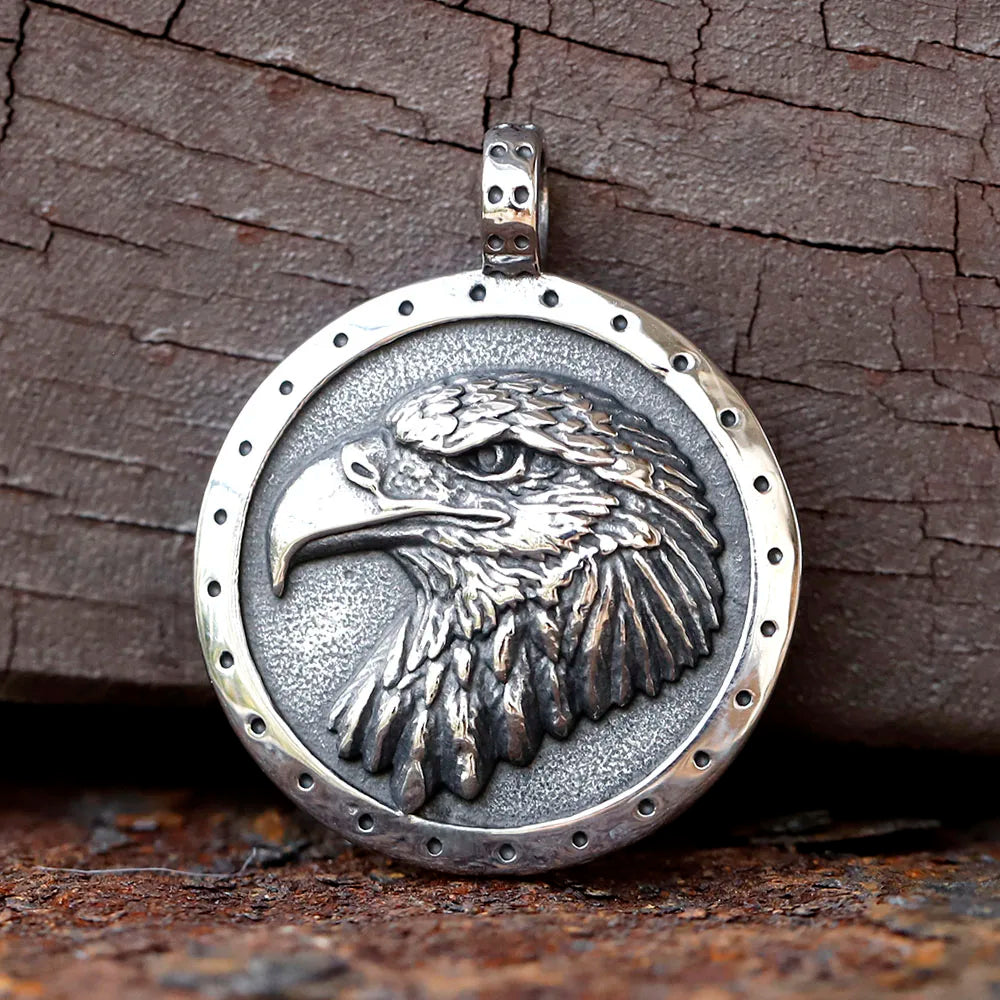 Eagle Pendant Pearl Chain Necklace — Steel