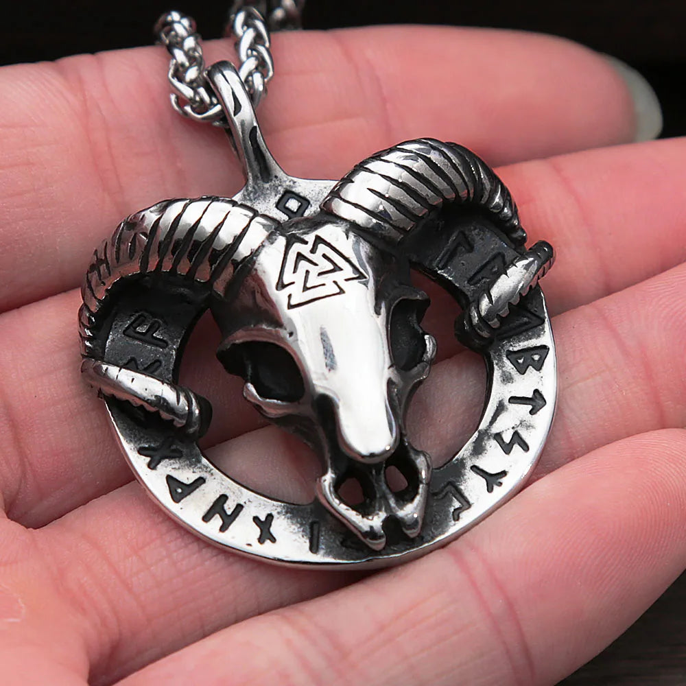 Skull Viking Steel Pendant Vintage Gothic 316L