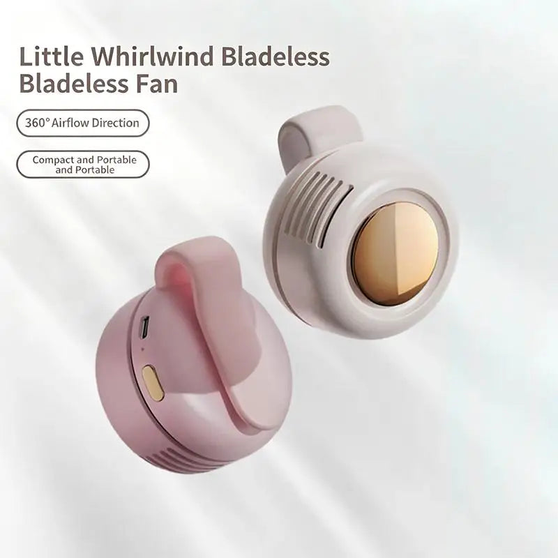 Rechargeable Bladeless Desk Fan - Small Clip-on Personal Fan, Quiet Mini Air Conditioner for Bed, Office, Travel
