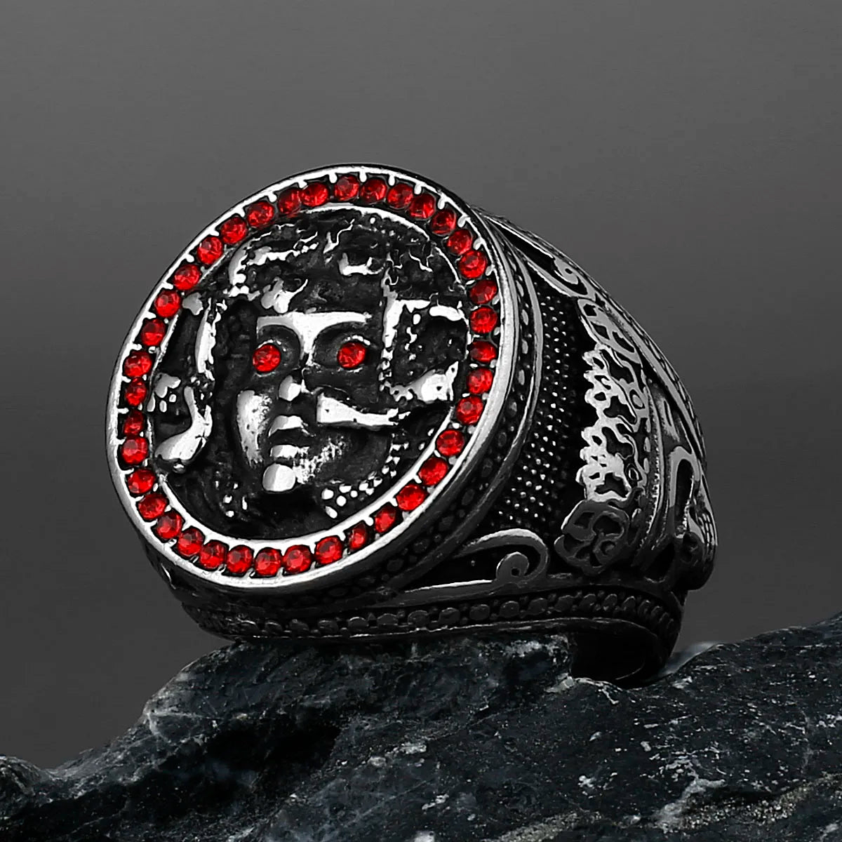 Skeleton Punk Men's Ring Rock Motorcycle Stainless Steel Ring Titanium Steel Casting Creative Gift