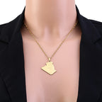 Algeria Map Pendant Necklace — Stainless Steel