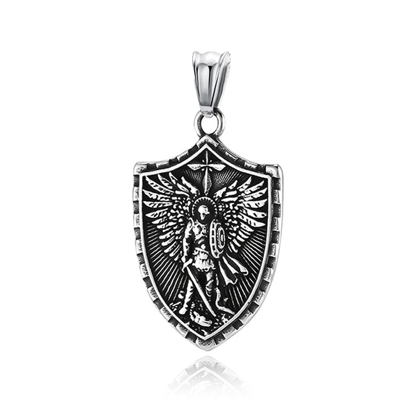 Vintage Stainless Steel Archangel Pendant Chain for Men Powerful St.Michael Necklaces Amulet Fashion Women Jewelry