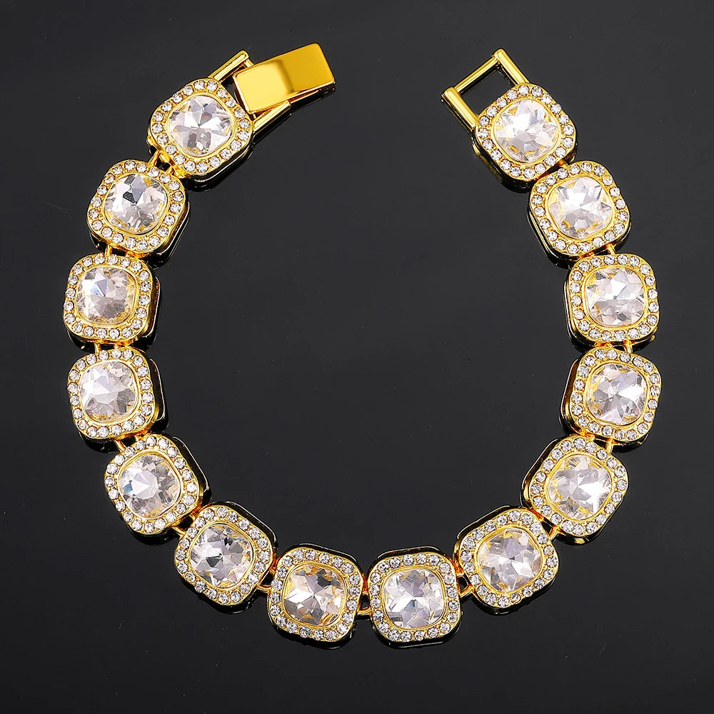 13mm Crystal Tennis Bracelet Iced Out Chain Bracelets For Women Men Bling Pink Rhinestone Hip Hop Lady Bracelet Fashion Jewelry
