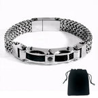 Punk Stainless Steel Bracelet 21 Cm Franco Link Chain Inlaid With Large-Grained Zircon Magnet Clasp