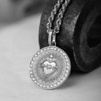 Elegant Gold Color Sacred Heart Pendant for Women Men Flaming Sacred Heart Jesus Cross Necklace With Rhinestones CZ Necklace