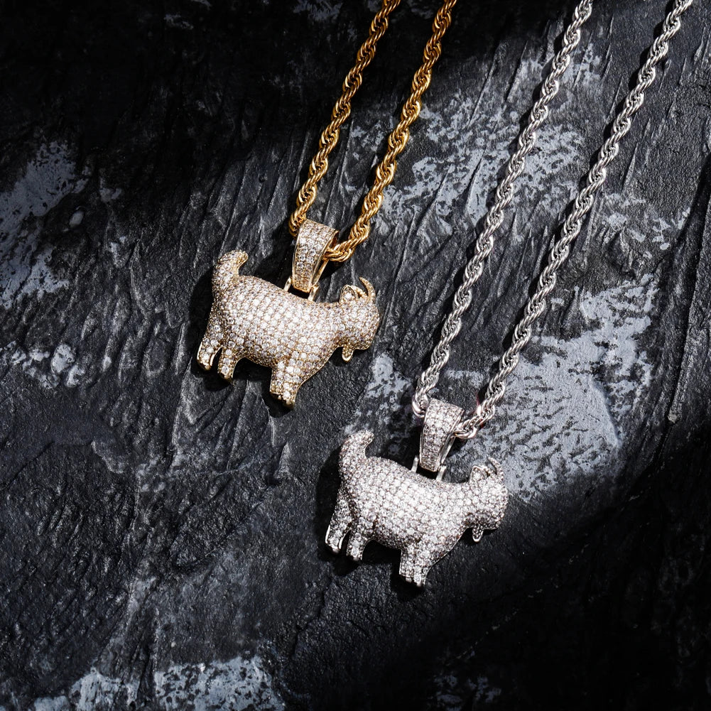 Goat Head Pendant Necklace with 30in Chain Length