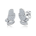 Iced Out Prayer Hand Earrings — 925 Silver
