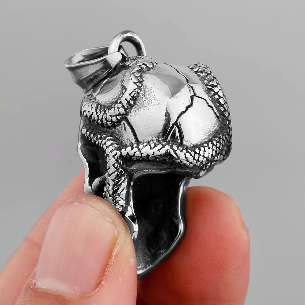 Snake Skull Pendant Necklace — Black Stainless Steel