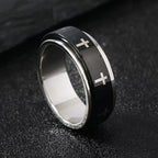 Cross Steel Ring 316L Rotating Finger