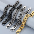 Retro Man Bracelet for Men Solid 18MM 316L Stainless Steel Curb Cuban Link Chain Bracelets Men's Hand Wrist Jewelry