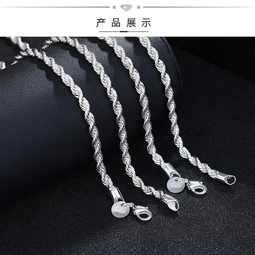 4MM Twisted Rope Necklace — Silver