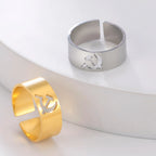 LIKGREAT USSR Symbol Hammer and Sickle Ring Stainless Steel Wide Open Signet Ring for Women Vintage Jewelry New Party Gift