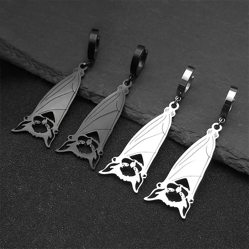 Gothic Silver Pendant Dark Style Owl Long Drop