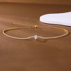 Certified Full Moissanite Riviera Tennis Necklace with Waterdrop Diamond Pendant for Women 925 Sterling Silver