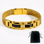 Punk Stainless Steel Bracelet 21 Cm Franco Link Chain Inlaid With Large-Grained Zircon Magnet Clasp