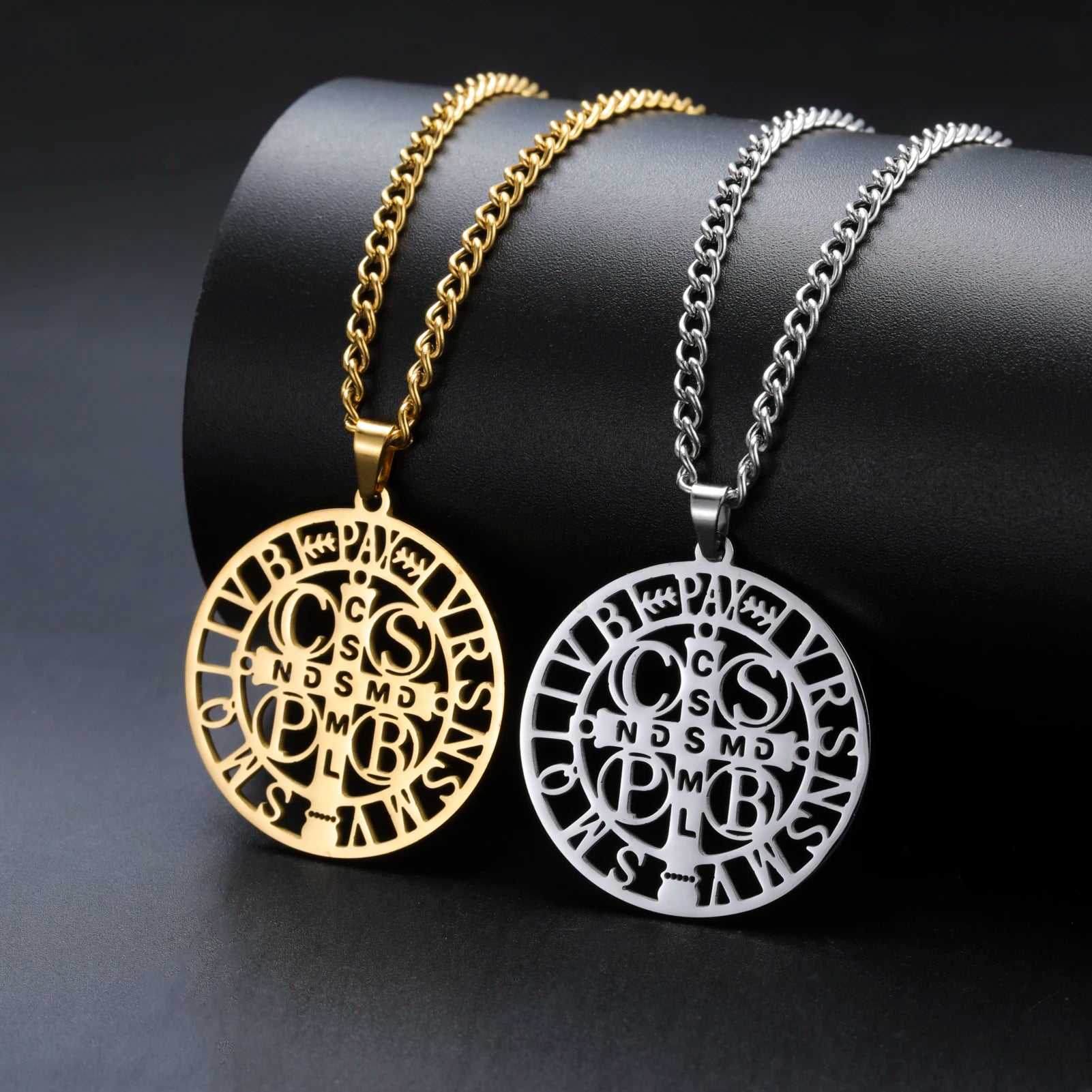 Sipuris St. Benedict's Cross Hollow Pendant Necklace For Women Men Michael Medal Charm Amulet Religious Jewelry