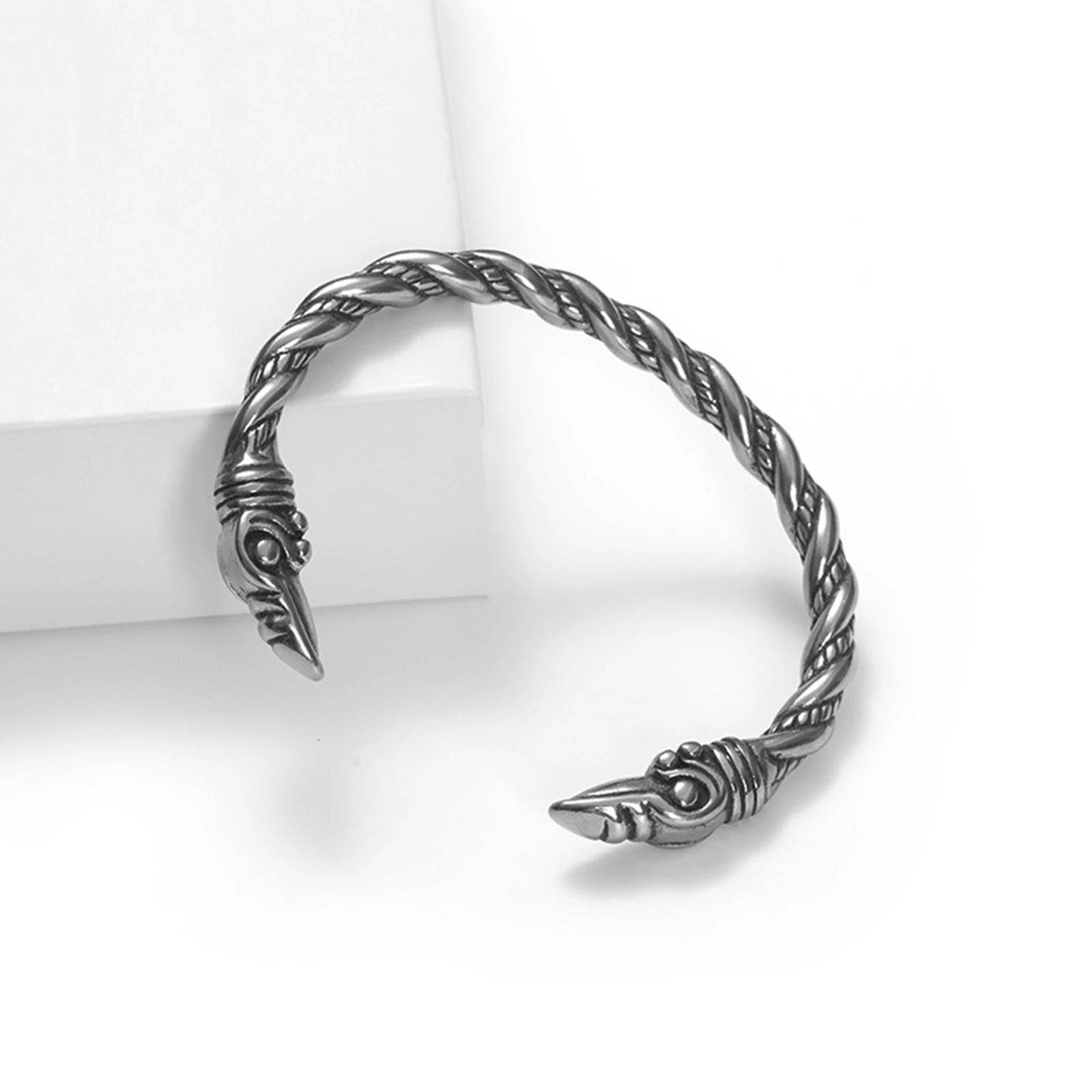 Norse Viking Viking Cuff Bangle Bracelets for Men Boyfriend, Retro Silver Color Stainless Steel Twisted Rope Wristband