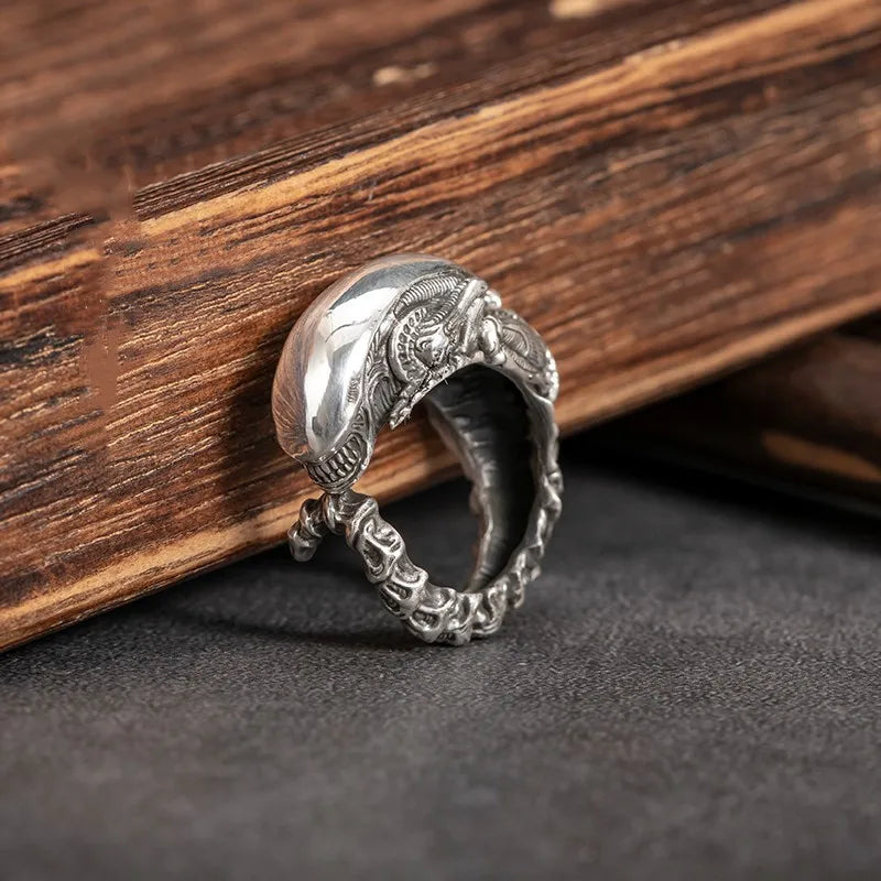 S925 Sterling Silver Retro Skull Alien Insect Alloy Finger Rings For Men Women Creative shape ring Jewelry Gift Resizable