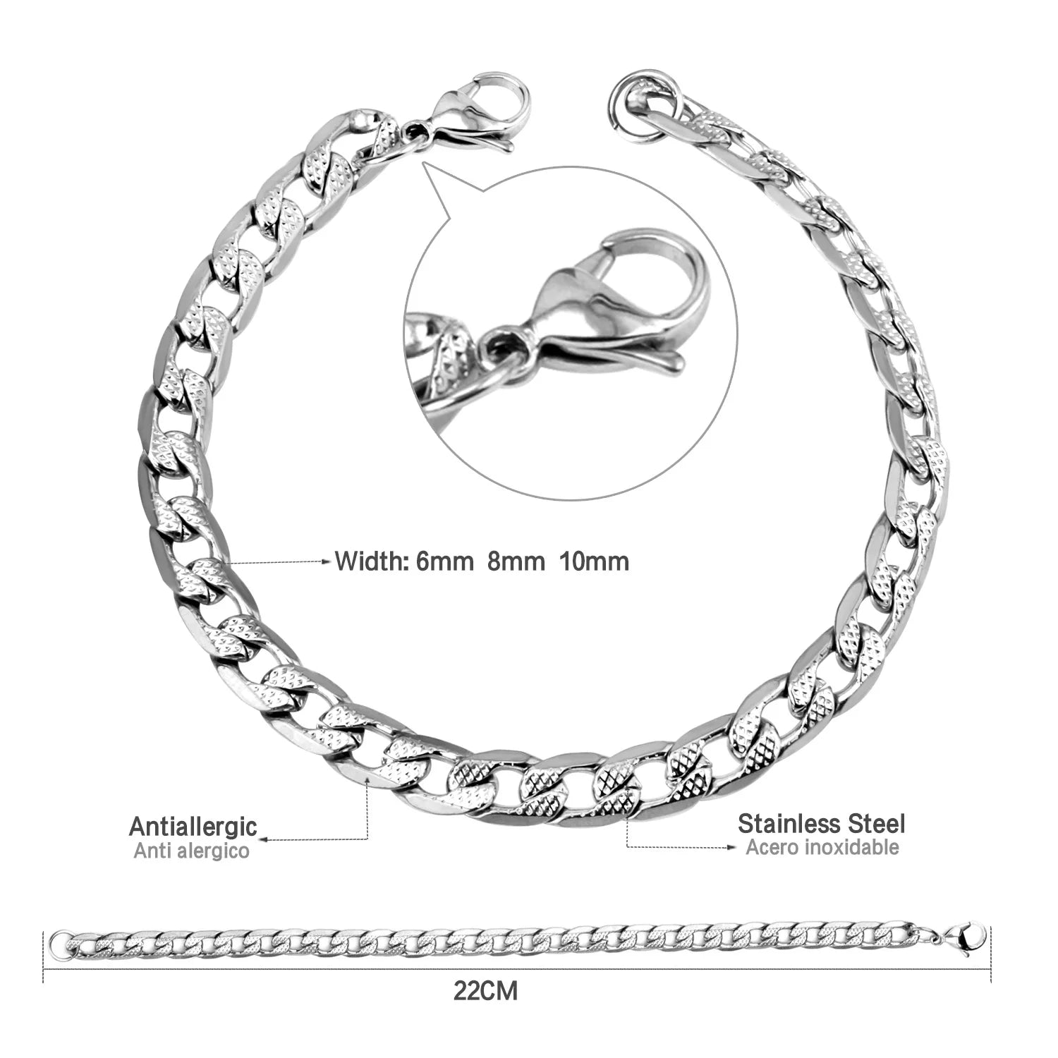 LUXUKISSKIDS Fashion 3MM Zirconia Tennis Braclets Gothic Men/Woman's Bracelet 4 Claw AAA White Black Shiny Stone Steel