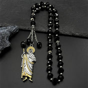 San Judas Tadeo Prayer Beads Pendant Necklace — Steel
