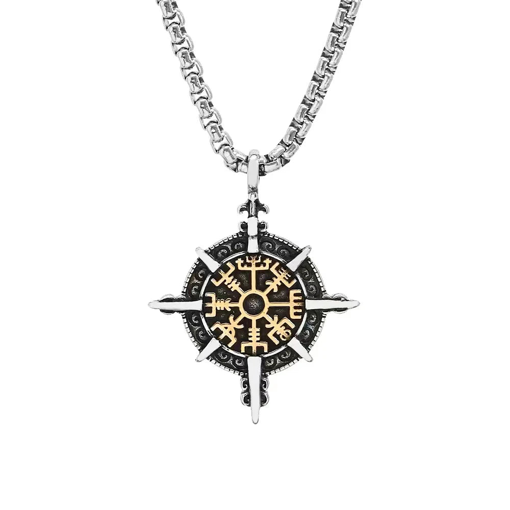 Viking Vegvisir Compass Pendant — Stainless