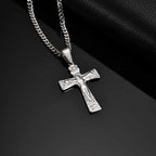 Vintage Jesus Cross Pendant Necklace for Men — Stainless Steel