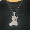 Men Women Iced Out Brown Bear Pendant Necklace With 13mm Miami Cuban Link Chain Men's Necklaces Choker Collar Hip Hop