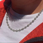 Iced Out Tennis Ball Charm Choker Necklace — Copper Alloy