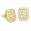 Iced Out Zircon Stud Earrings — Gold
