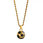 Luxury 24K 9999 Pure Gold real gold Solid Football Pendant Men's Twist Necklace