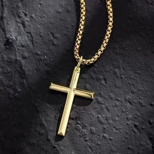 Collier Homme Spiritual Necklace - Male Minimalism Stainless Steel Jesus Cross Collar for Men Collar Hombre Jewelry Crosses