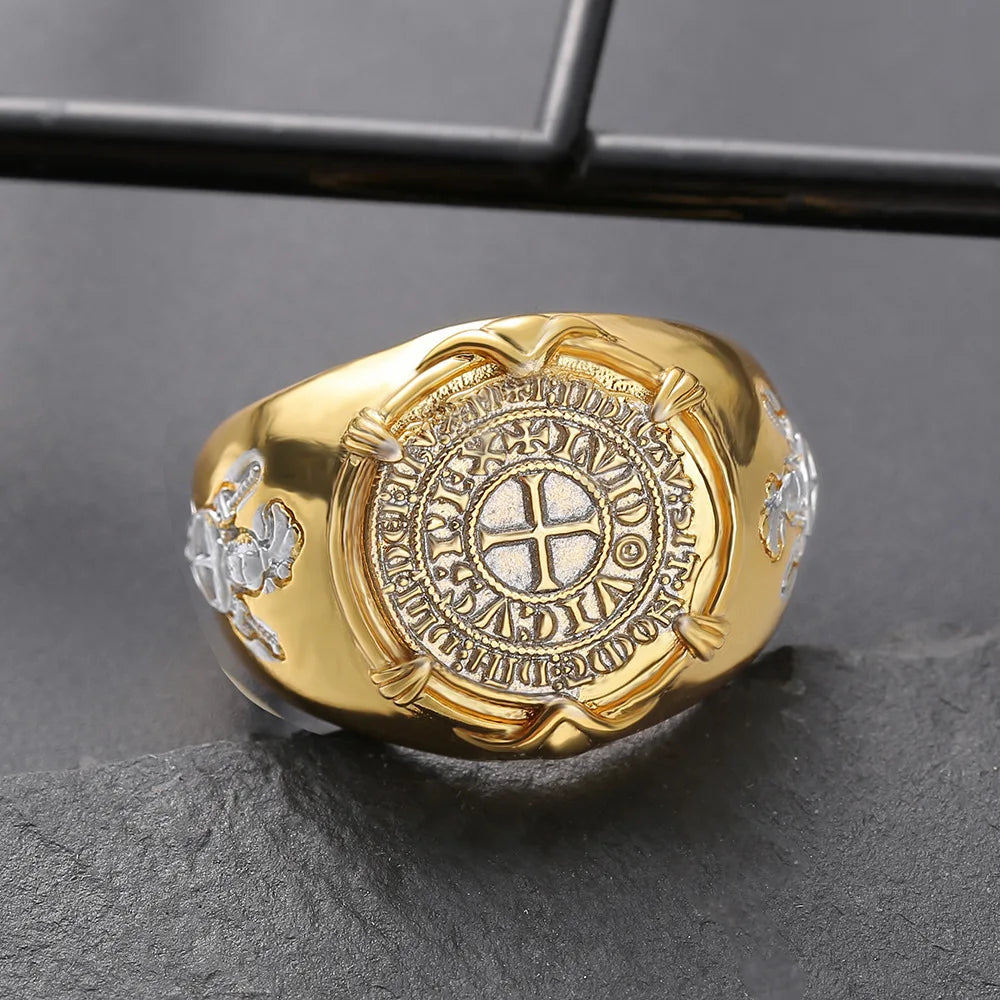 Crusader Valiant Gold Coin Ring — Two-Tone Metal