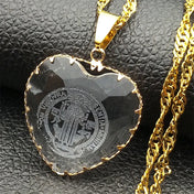 Saint Benedict Blue Heart Necklace — Stainless Steel