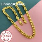 925 Silver Cuban Chain Necklace 8mm — Gold