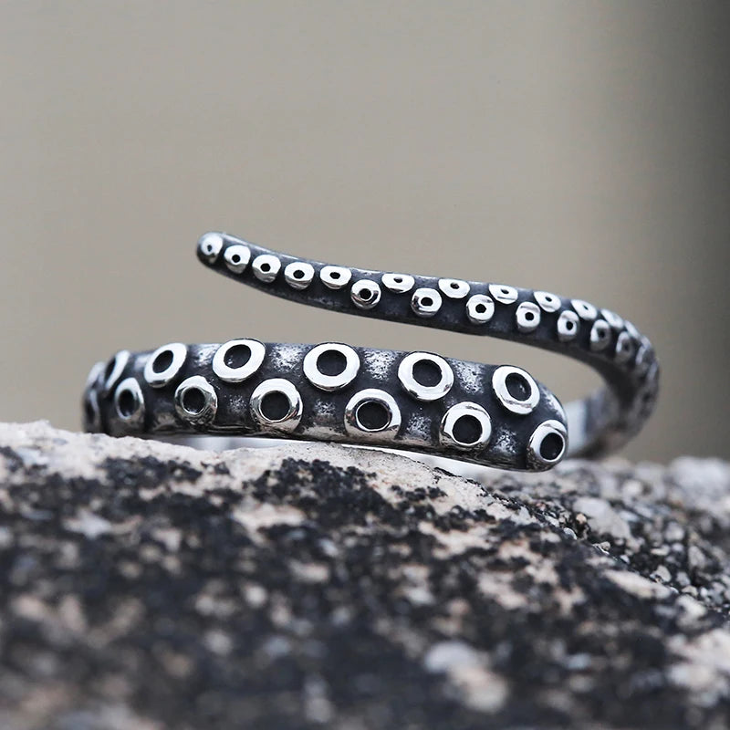 Fashion Men Rings Retro Colour Stainless Steel Vintage Octopus Style Irregular Pattern Trendy Accessories For Man Women