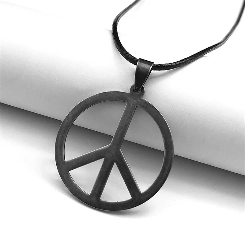Steel Pendant Punk Peace Symbol Vintage Antique