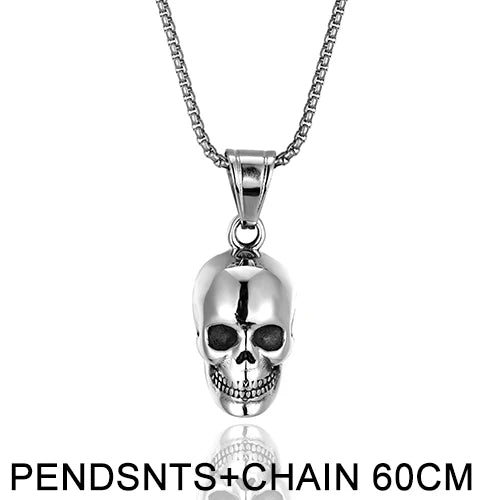 Gothic Skull Stainless Steel Pendant Necklace