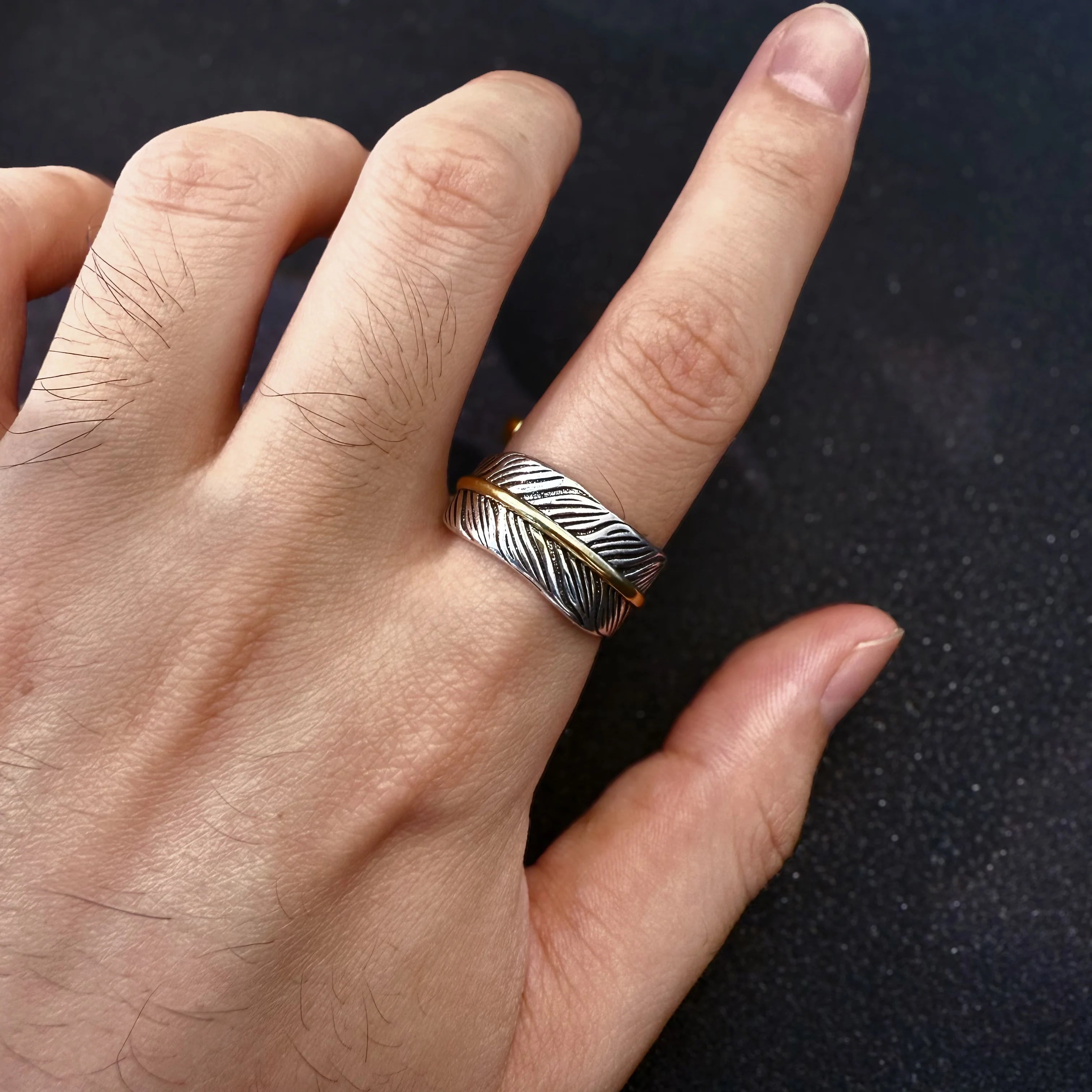 Golden Feather Open Ring — Copper