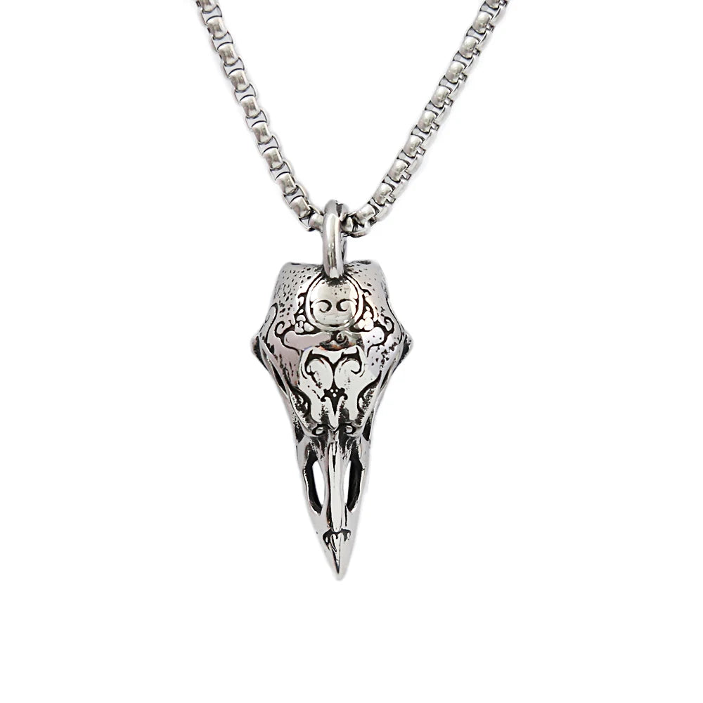 Skull Odin Steel Pendant Retro Nordic Crow Gothic