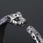 Men's 316l Stainless Steel Leopard Open Bangle Punk Gothic Animal Cuff Bracelet for Man Hip Hop Jewelry Cool Gifts for