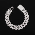 PT950 Platinum 16mm 3-Row Rhombus Bracelet suitable for men and women, orderly artificial diamonds deliver powerful