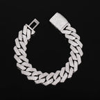 PT950 Platinum 16mm 3-Row Rhombus Bracelet suitable for men and women, orderly artificial diamonds deliver powerful