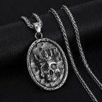 Crown Skeleton Pendant Necklace — Stainless Steel
