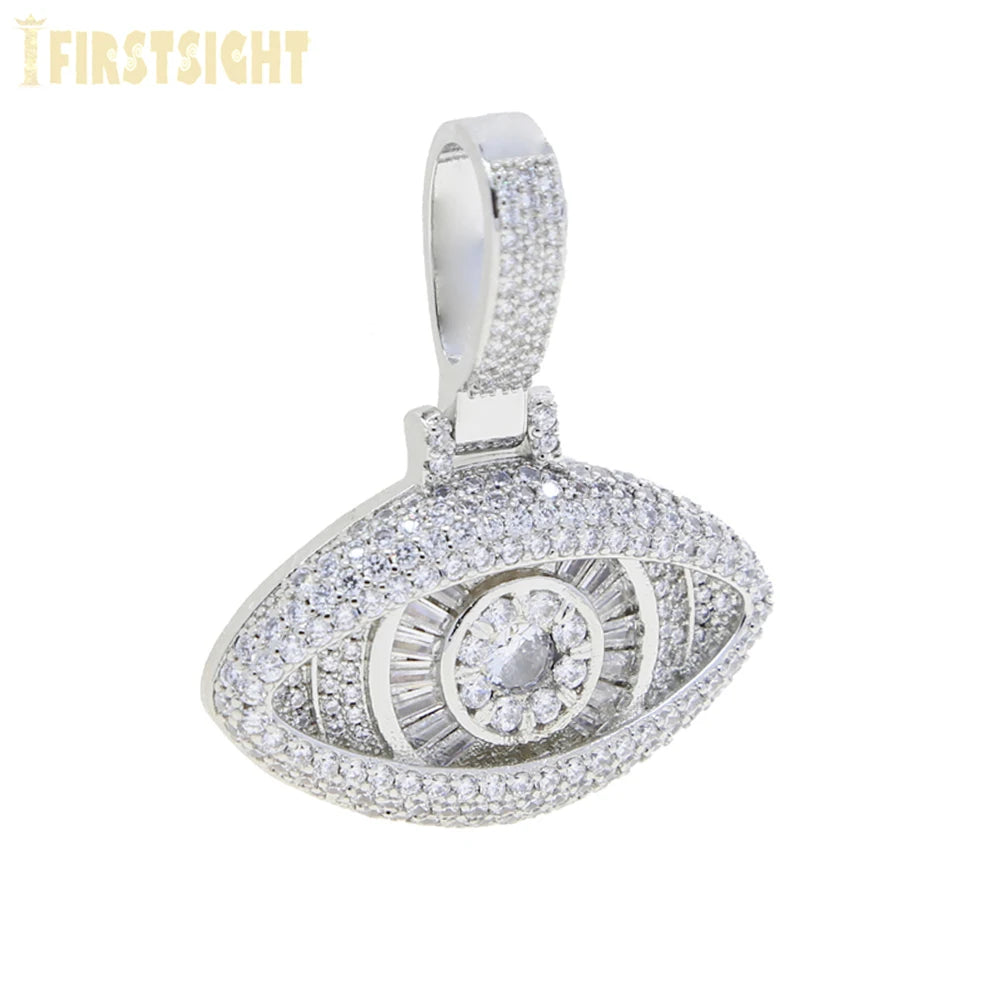 2025 New Eye Cross Necklace Iced Out Bling Silver Color Cubic Zirconia Charm Tennis Chain for Men Women Hip Hop Jewelry