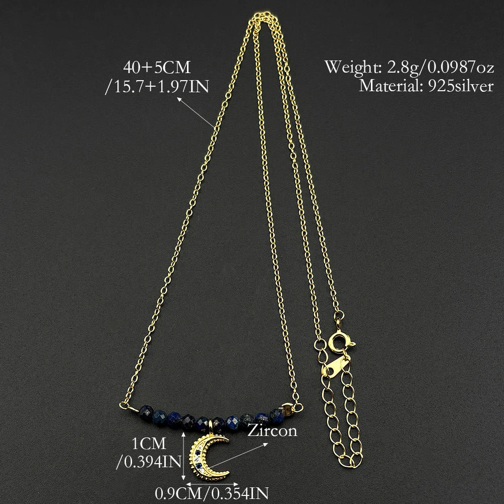925 Silver Crescent Moon Pendant — Silver