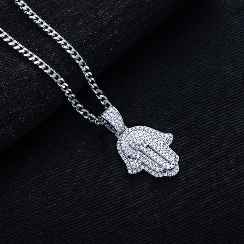Iced Out Hamsa Pendant — 925 Silver