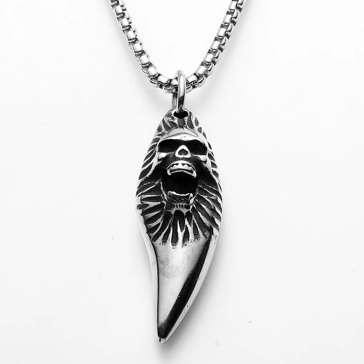 Cross Skull Pendant Necklace Stainless Steel